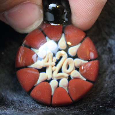 420 red dot glass pendants